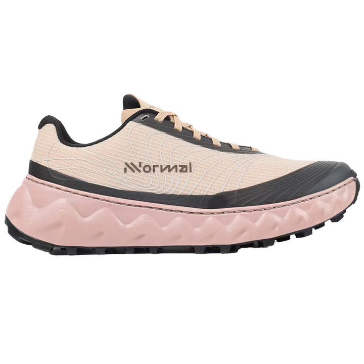 Pink and black running shoe with 'Normal' branding on a white background