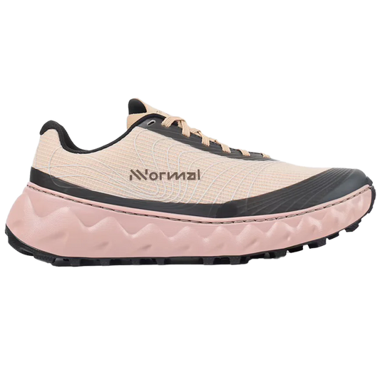 Pink and black running shoe with 'Normal' branding on a white background