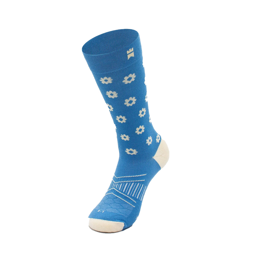 Blue Daisies - Crew Height Socks (Padded)