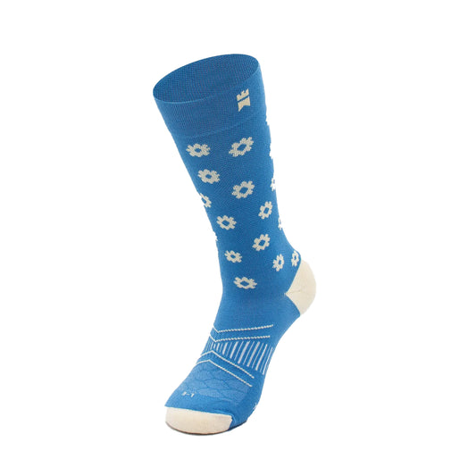 Blue Daisies - Crew Height Socks (Padded)
