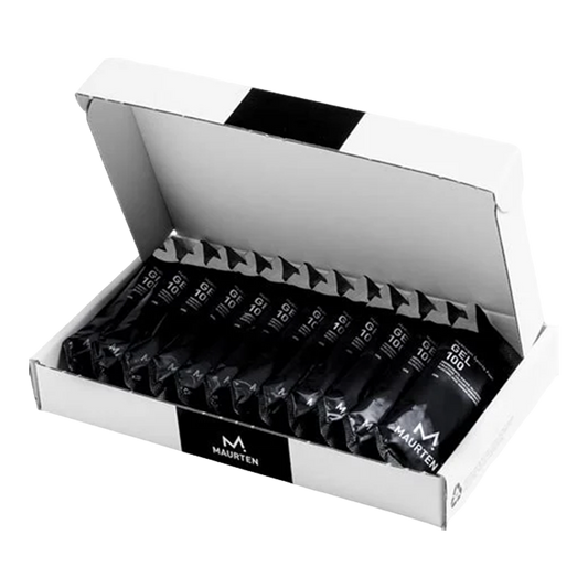 Box of Maurten energy gels on a white background