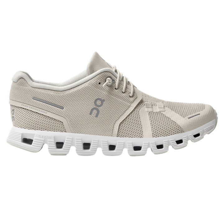 ON Women's Cloud 5 Pearl White running shoe, lightweight and cushioned