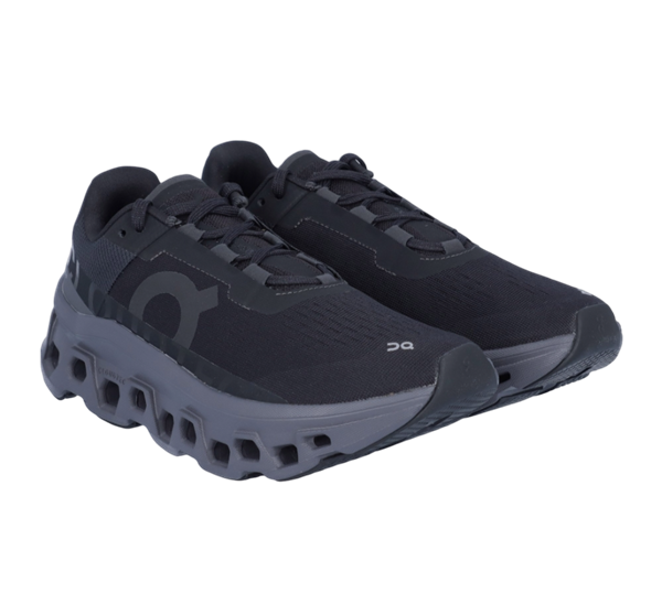 ON Women's Cloudmonster Black Magnet running shoe, cushioned and durable for high-performance at Op Athlete Supply.