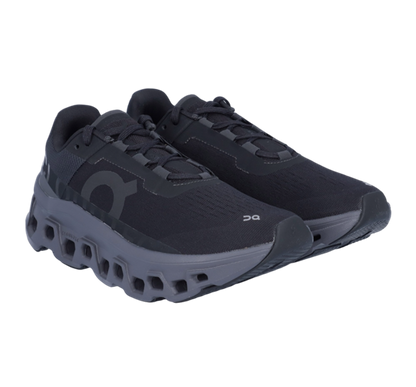 ON Women's Cloudmonster Black Magnet running shoe, cushioned and durable for high-performance at Op Athlete Supply.