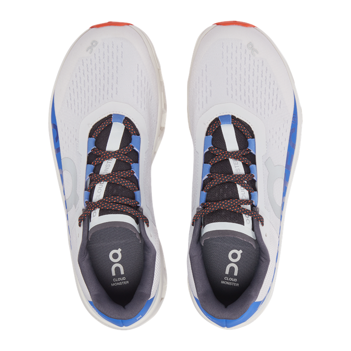 ON Women's Cloudmonster Frost Cobalt running shoe, cushioned for maximum comfort.