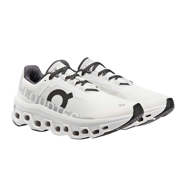 ON Women's Cloudmonster Undyed White running shoe, lightweight and breathable at Op Athlete Supply